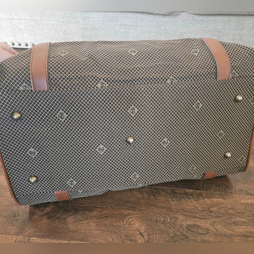 Bg Brown Leather Accent Travel Duffel Bag